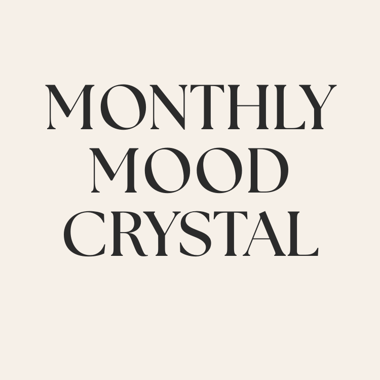 monthly mood crystal club subscription with bold beautiful lettering
