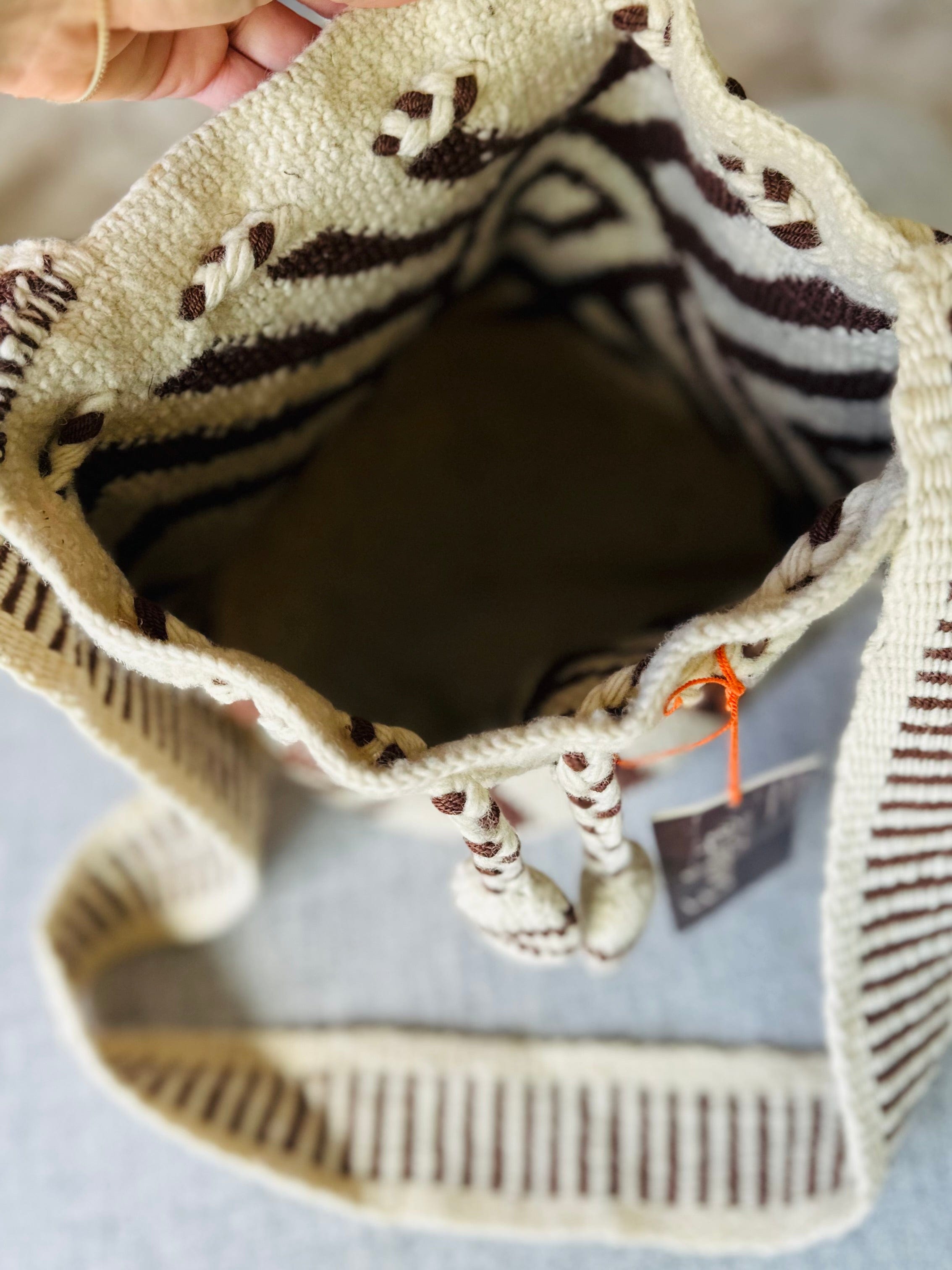 handmade cosmic space crossbody bag with traditional weaving, supporting indigenous women and honoring nasa people&
