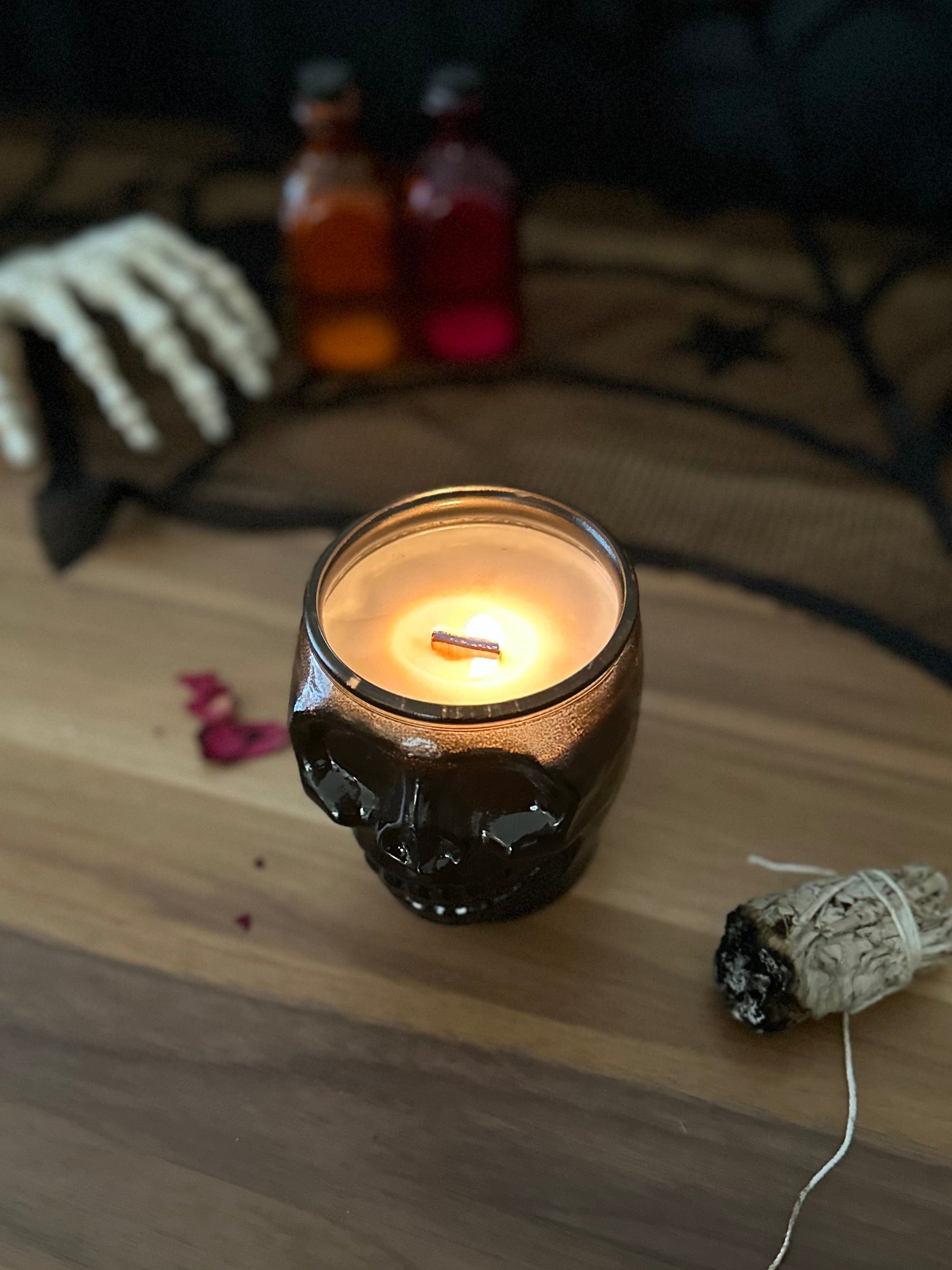 Light it. Watch it flicker. Let the shadows dance.
Each skull candle glows from within — just like you.