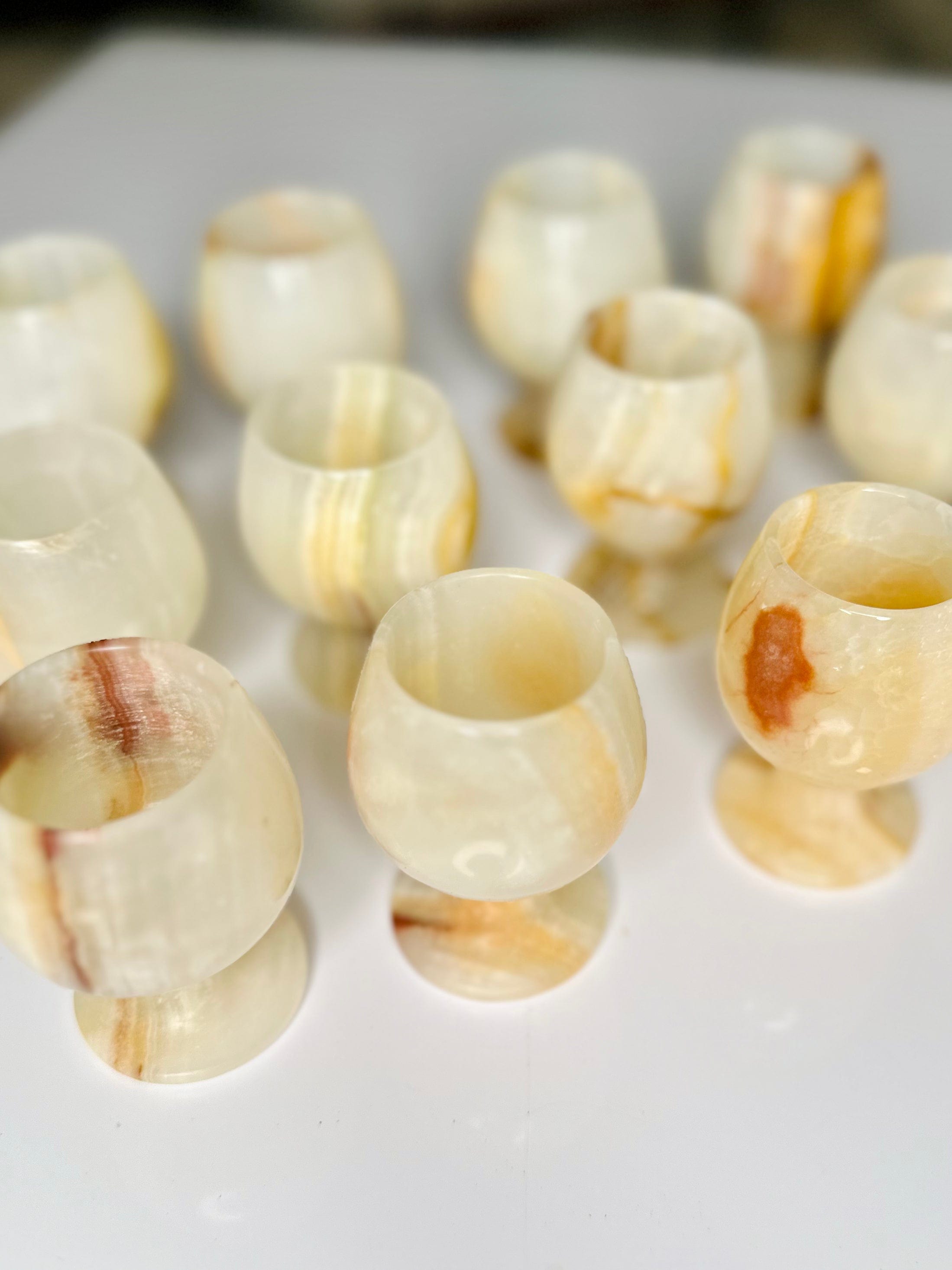 Onyx Chill Shot Glass Set, mini wine glass design, naturally keeps beverages cool with Onyx&