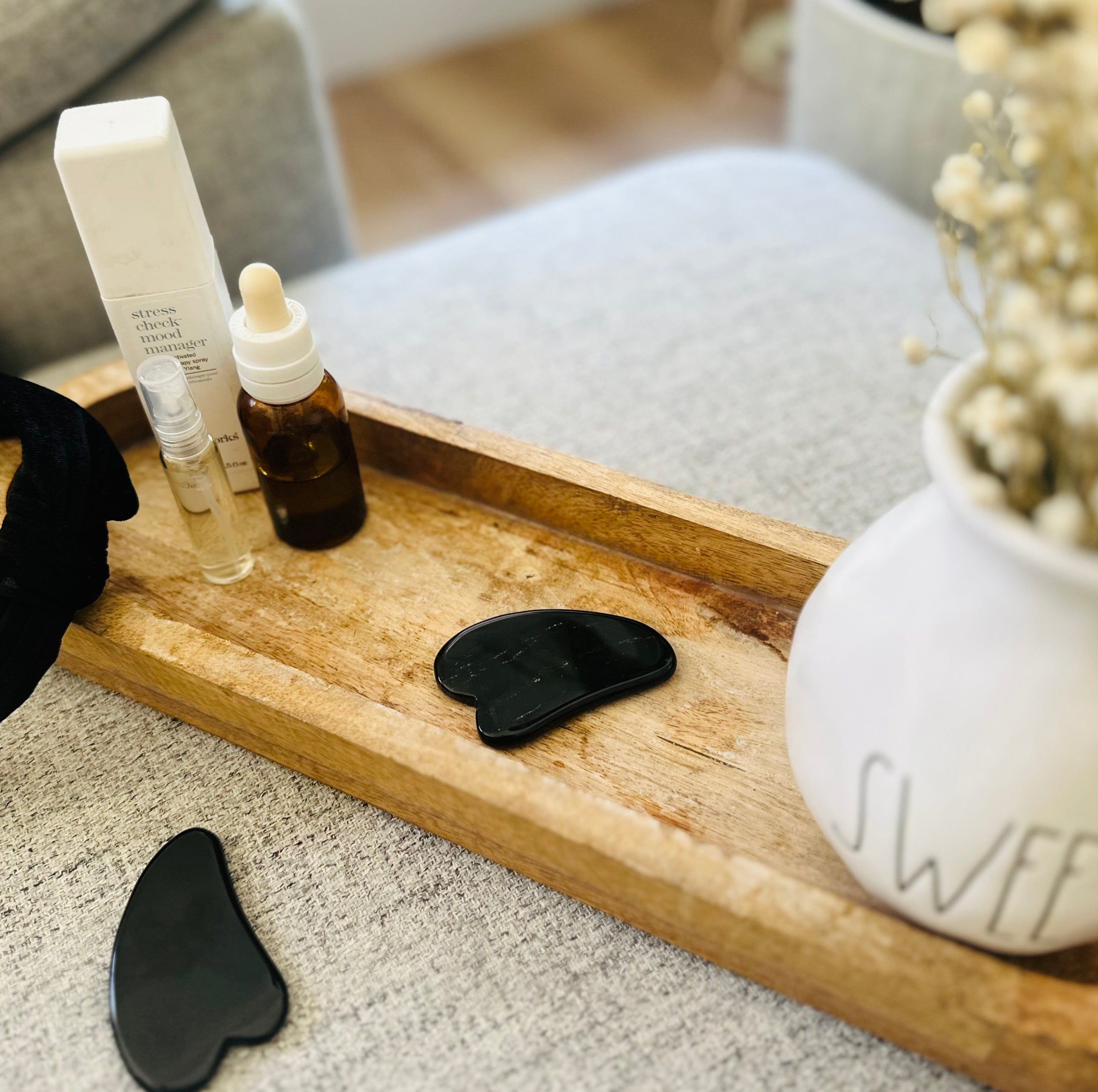 Obsidian Gua Sha Tool, promotes grounding energy and deep healing, perfect for detoxifying and regenerating skin