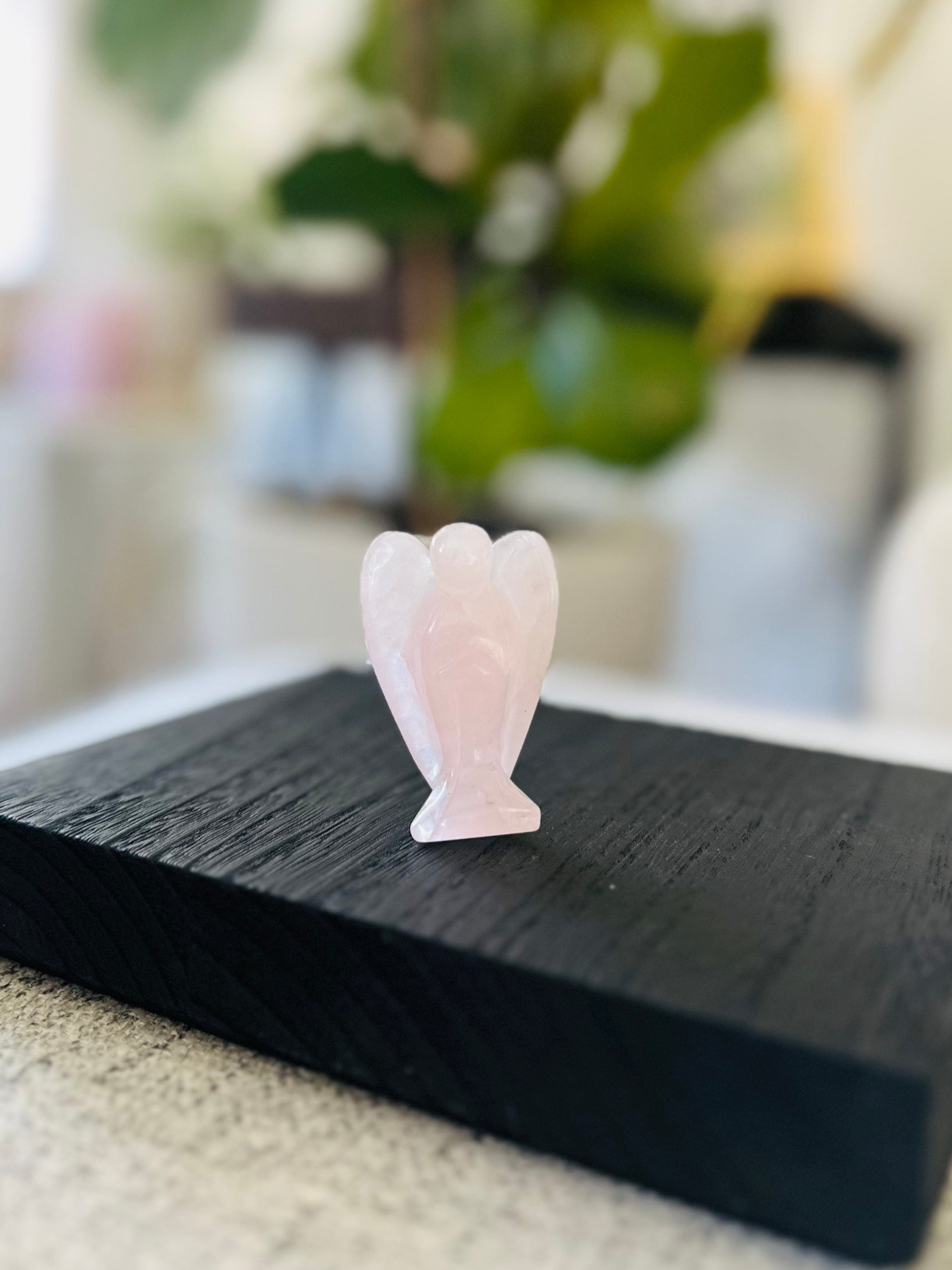 Rose Quartz angel figurine, symbolizing unconditional love and emotional healing, perfect for promoting peace and harmony.