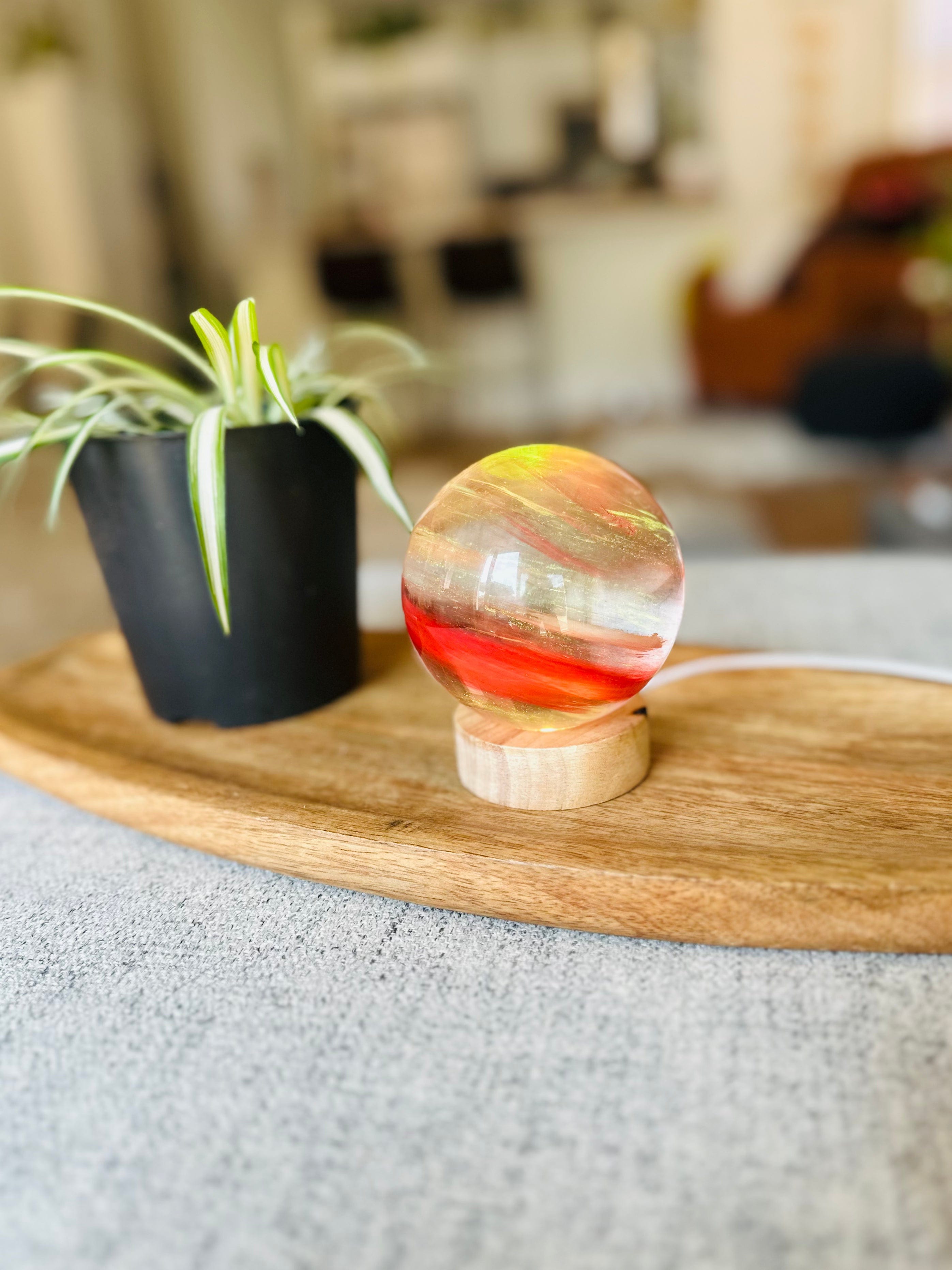 Display your crystals beautifully with Wooden Sphere Holders, offering serene white or vibrant colored lights to enhance any space