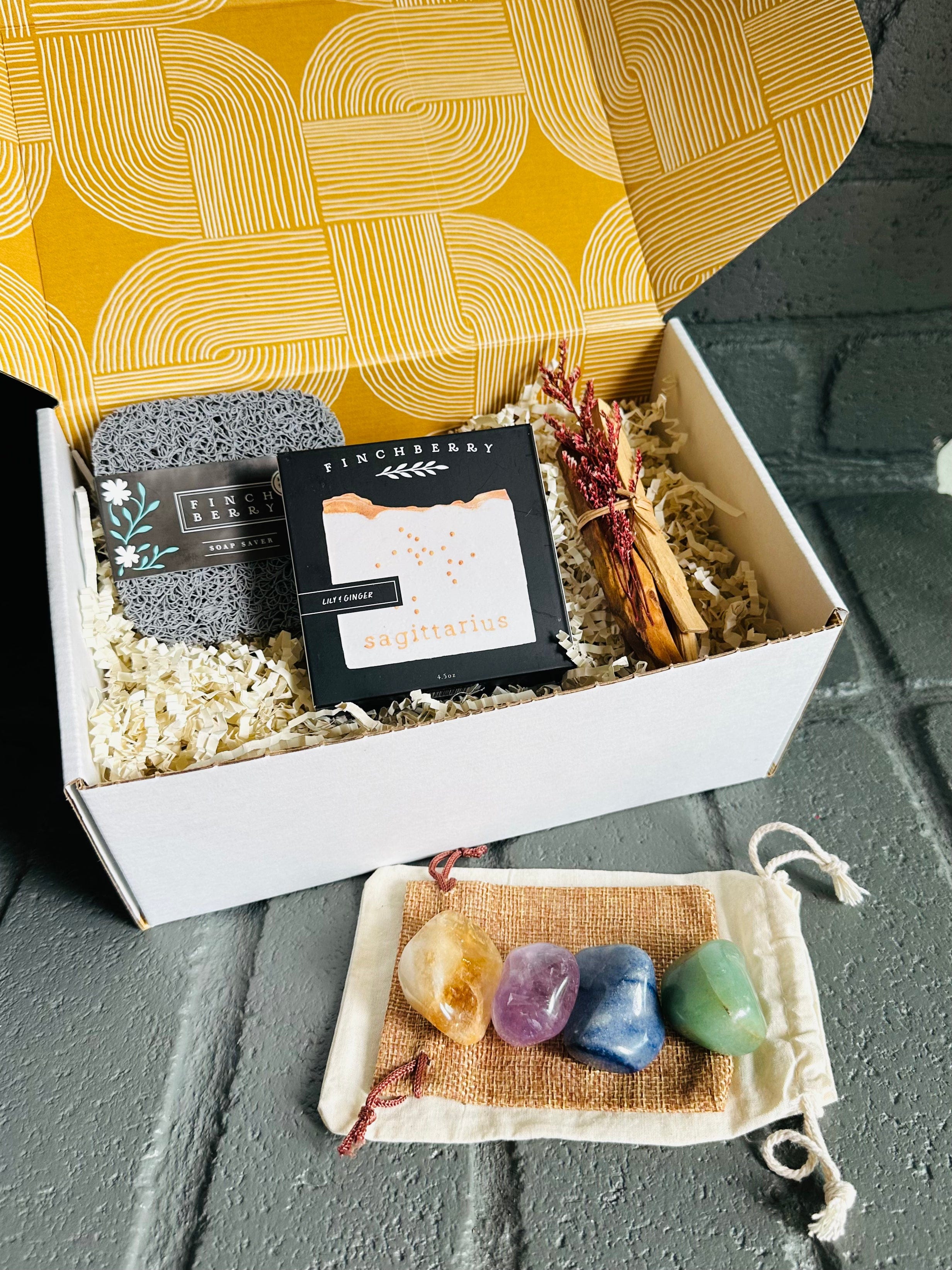 crystals and Palo Santo bundle for Sagittarius zodiac set