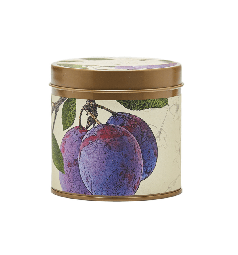 Wild Plum + Cannabis Signature Tin – a luxurious coconut wax candle with notes of wild plum, fig leaf, oud, and cannabis blossom