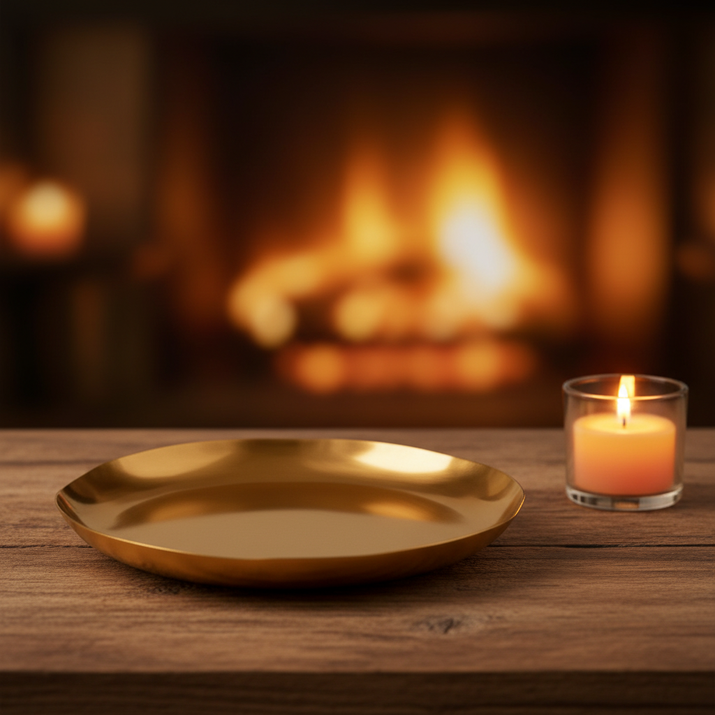 A lovely molten-gold candle plate