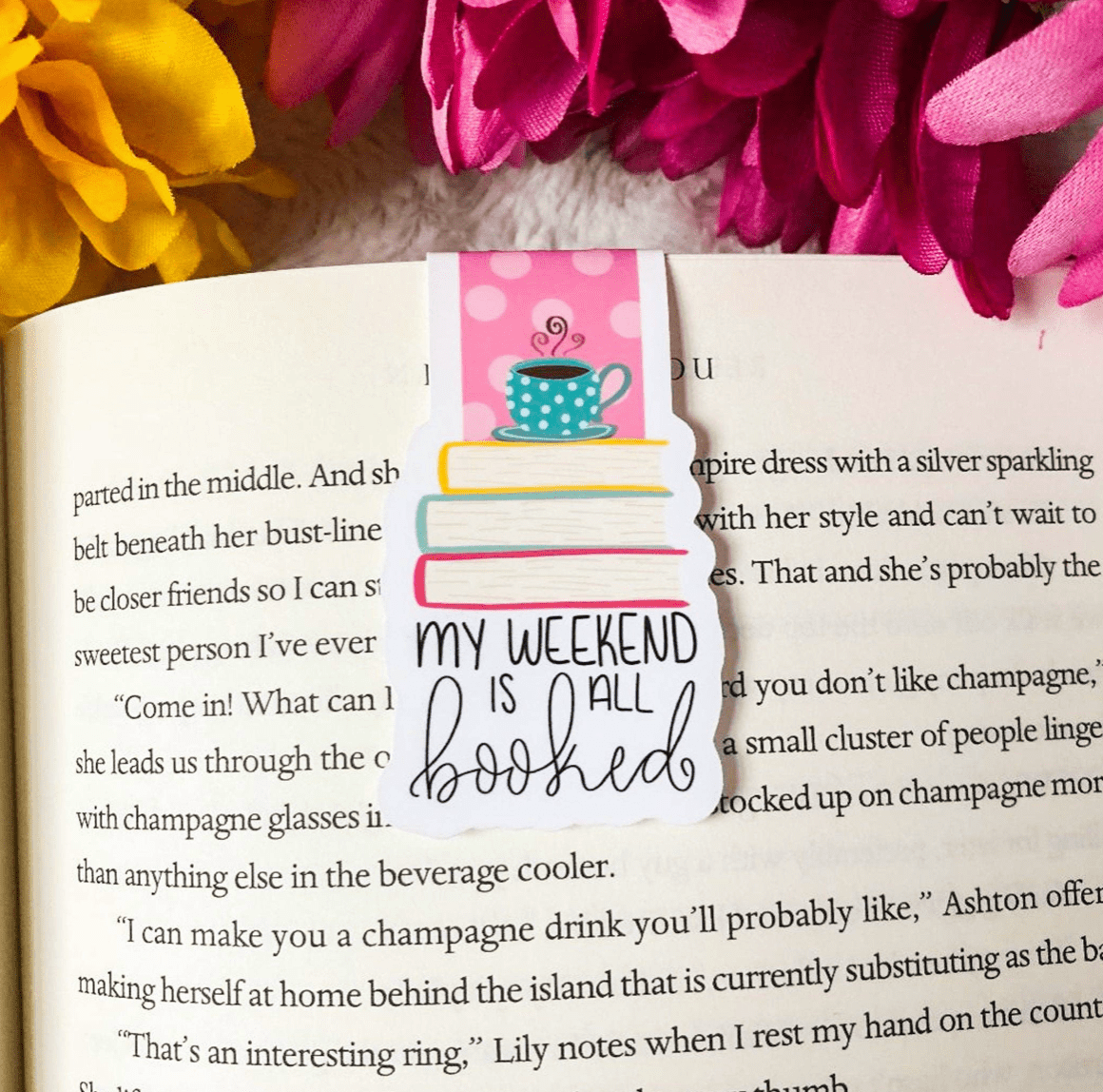My Weekend Is All Booked Magnetic Bookmark, whimsical and hand-illustrated, perfect for marking your place in any book with style and love