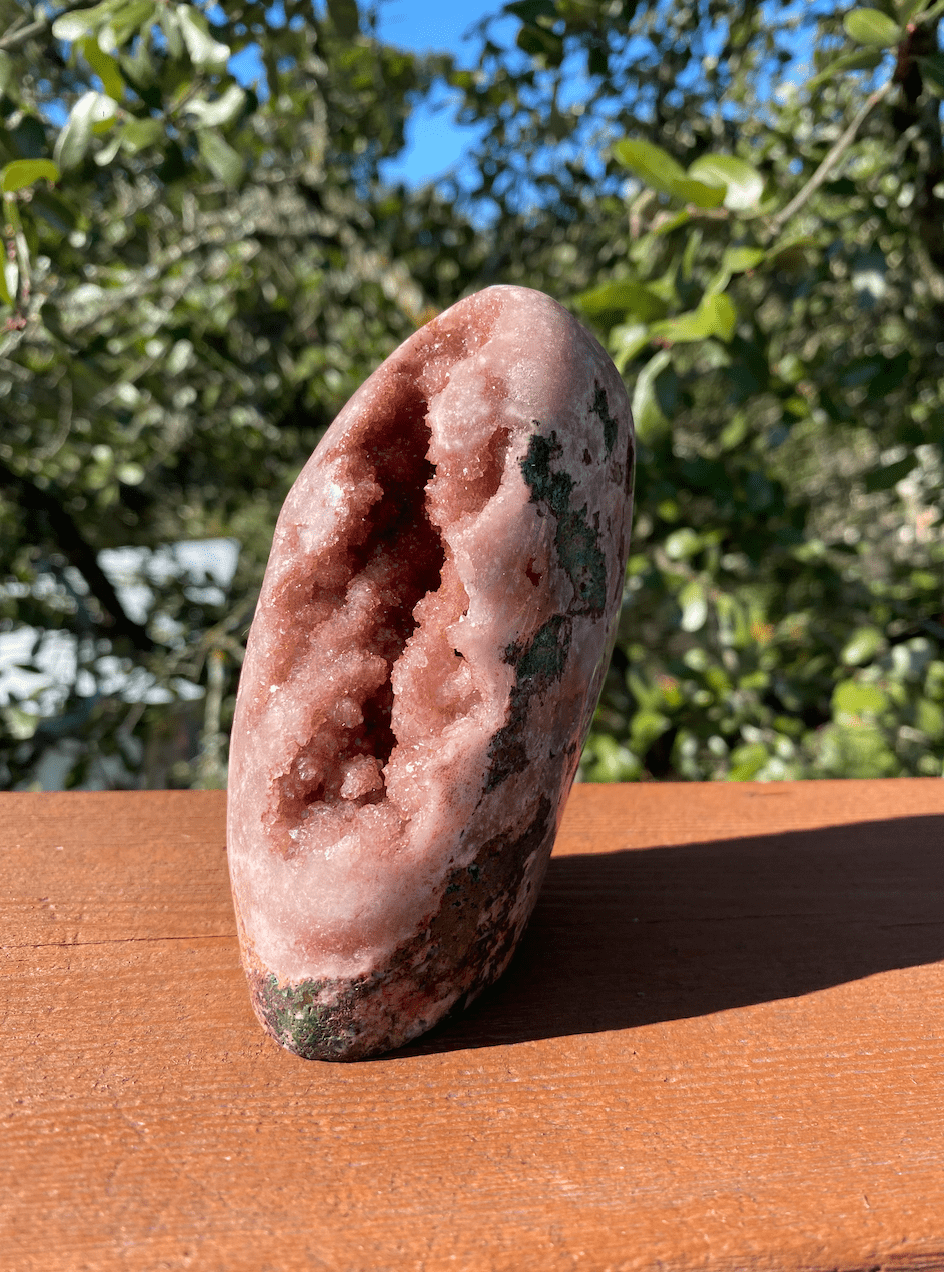 Stunning Freeform Crystal Tower with glittering rose Jasper and Quartz, promoting calm and balance in any space