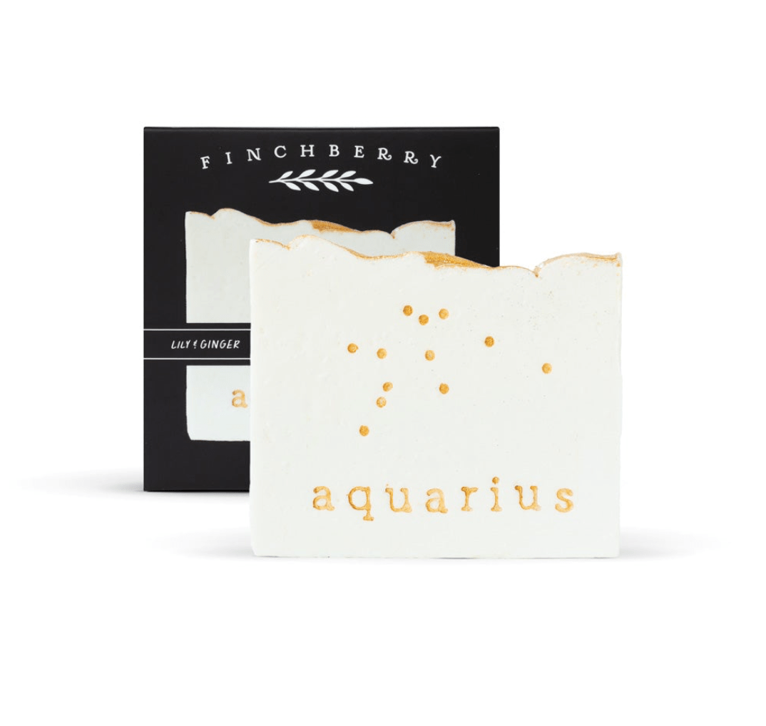 Aquarius handcrafted vegan soap with a blend of white tea, ginger, and green clover for soft, nourished skin.