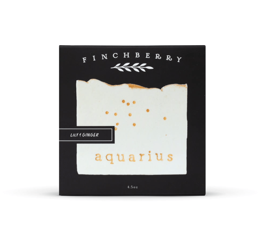 Vegan soap inspired by the Aquarius zodiac sign, infused with white tea, ginger, and green clover, leaving skin silky smooth.