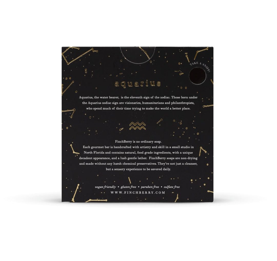 Aquarius vegan soap with organic olive and coconut oils, featuring a refreshing white tea and ginger scent