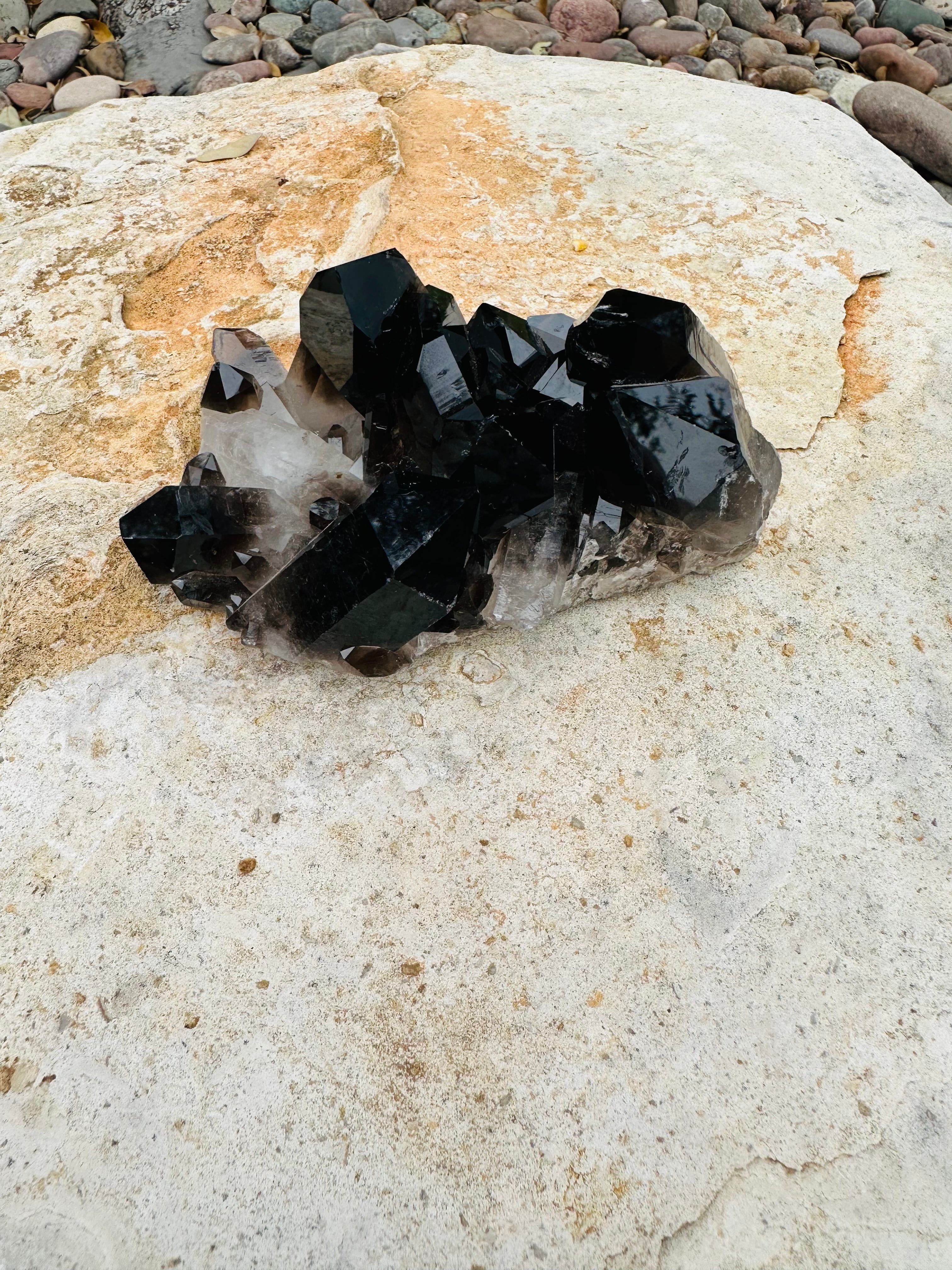 Powerful Black Quartz crystal, also called Morion, used for spiritual grounding and blocking negative energy