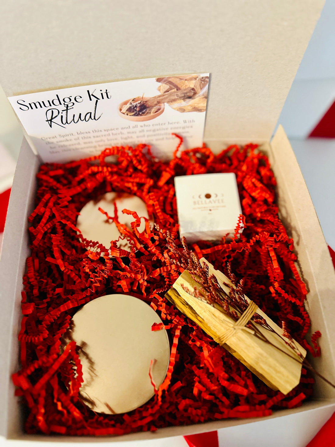 Holiday gift set with vanilla coffee, and frosted juniper tin candles and a min car diffuser to keep your holiday smell all day!