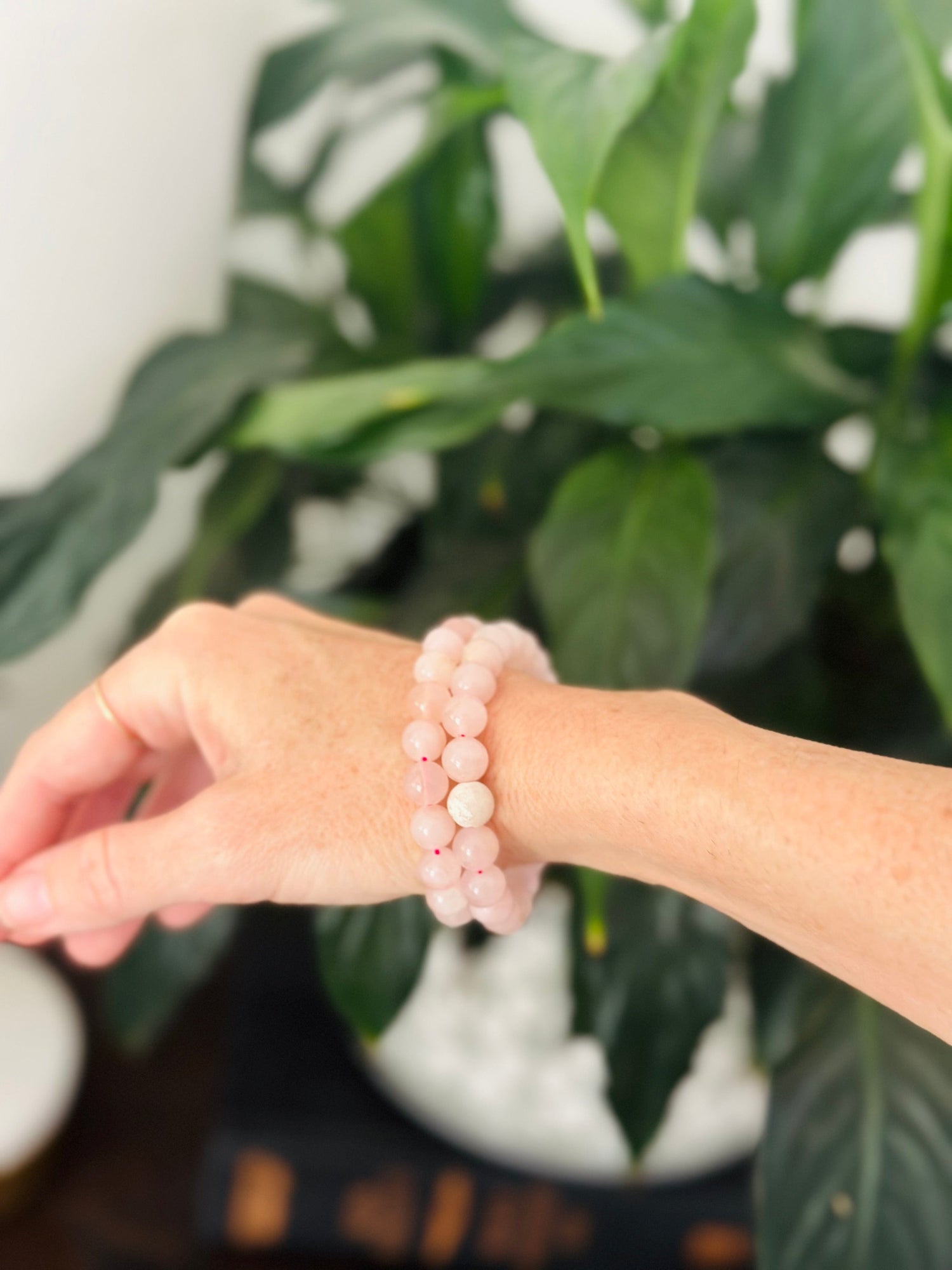 Rose Quartz Beaded Bracelet for Emotional Healing and Love - Promotes Compassion, Forgiveness, and Inner Peace