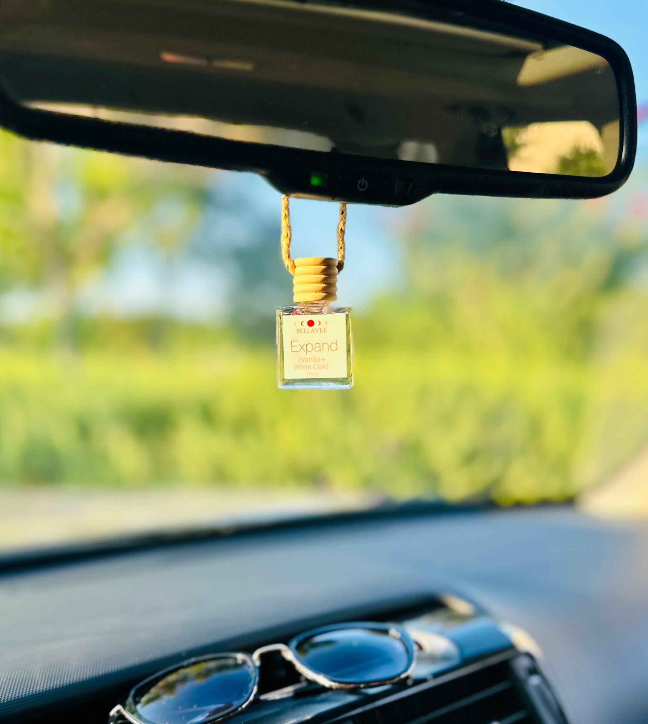 Car diffuser with all-natural essential oils and crystal infusion, providing a balanced, refreshing aroma.