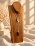 Agate slice and Smoky Quartz point long crystal drop necklace in gold