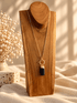 Black Tourmaline convertible T-bar necklace with raw crystal pendant and gold chain