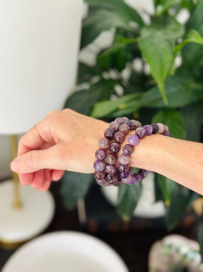 Amethyst Beaded Bracelet for Calm, Protection, and Spiritual Insight - Enhances Intuition and Relieves Stress
