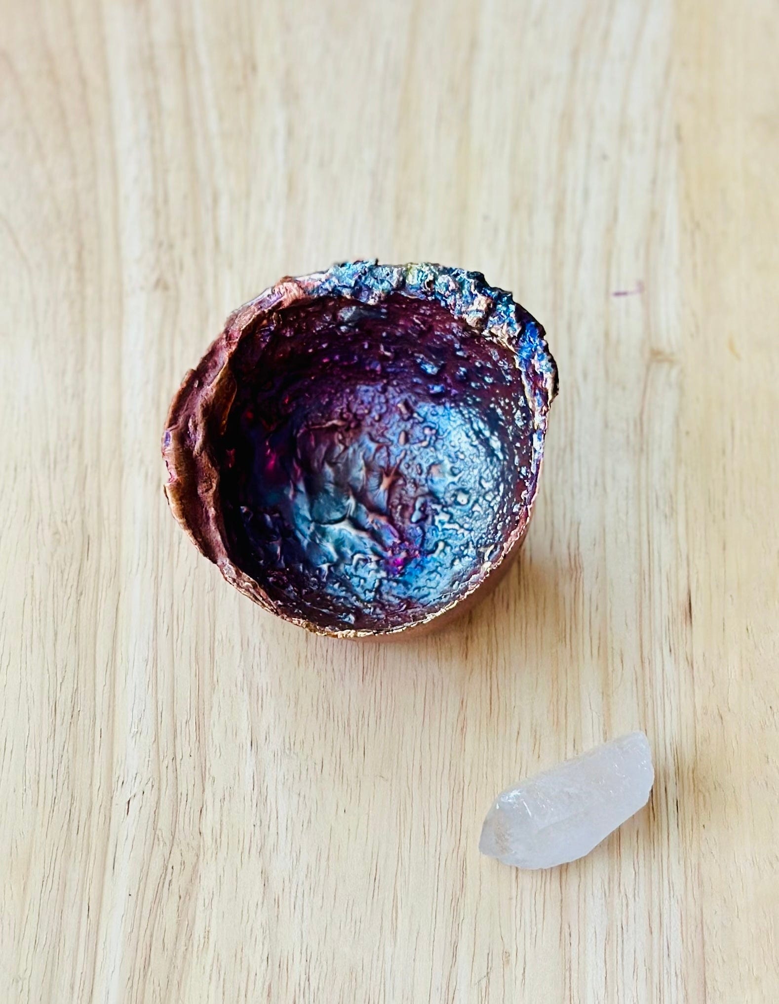 Hand-poured Arizona copper bowl with rich texture and natural shine