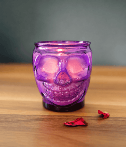 BellaVee The Veil purple skull candle amethyst crystal white sage lavender Halloween ritual candle Austin Texas