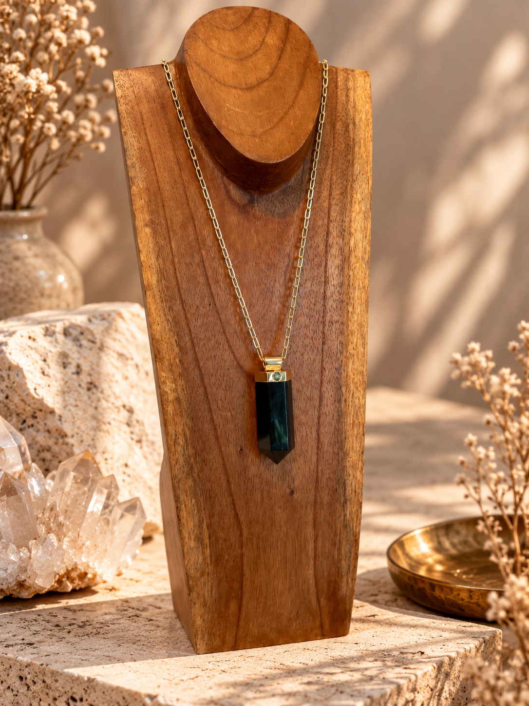 Large Crystal Pendant Necklace | Adjustable