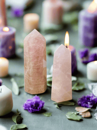 The Rose Quartz Crystal Tower stands out brilliantly, with its gentle pink hues radiating against any background, amplifying its beauty