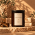 GROUNDING Tiger’s Eye crystal ritual candle in amber glass with wooden lid – Honey, Tobacco & Tonka