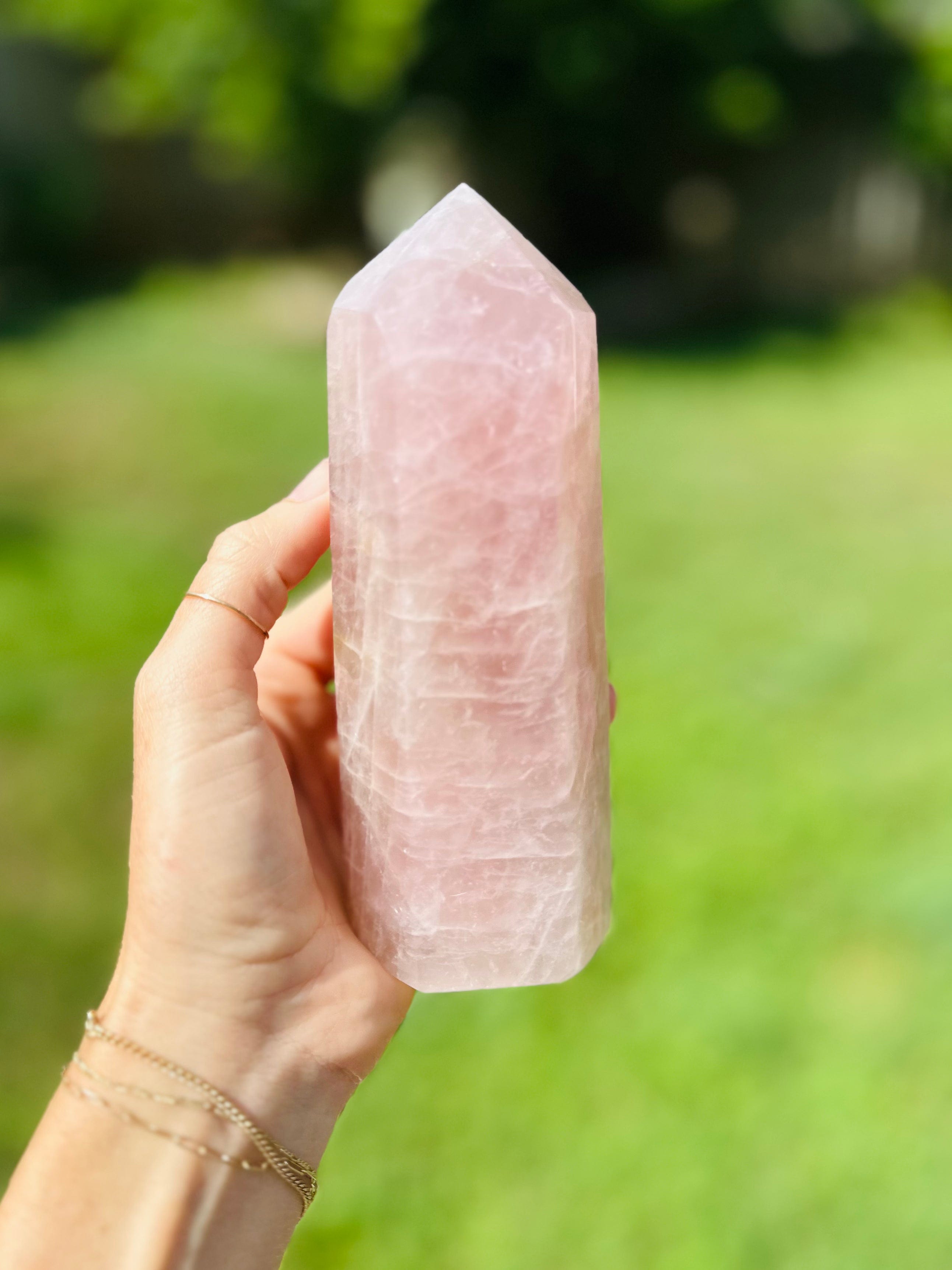 This elegant Rose Quartz Crystal Tower amplifies love, compassion, and healing, perfect for creating a nurturing and harmonious space