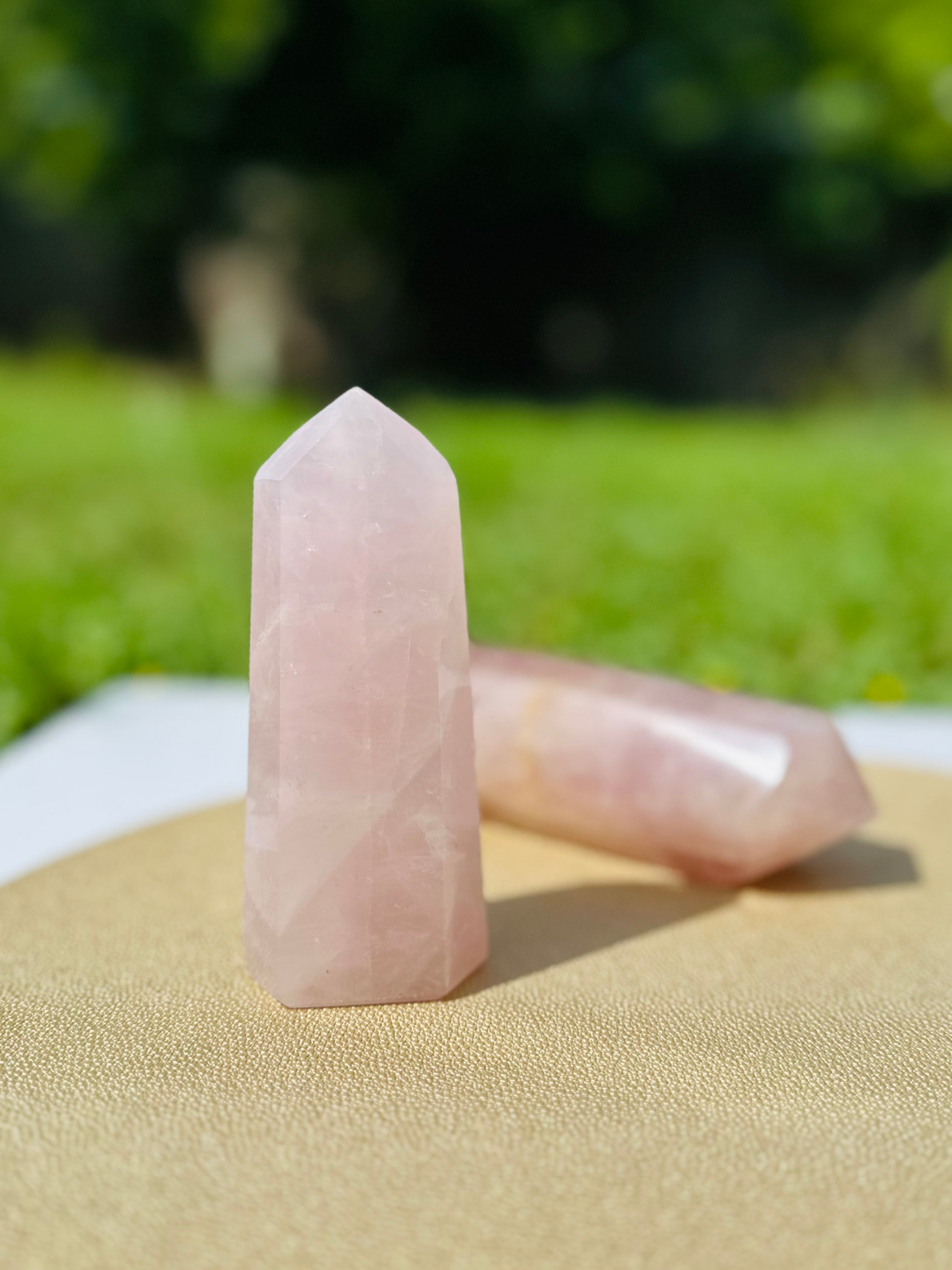 Rose Quartz Crystal Tower radiates soothing energy, enhancing love and compassion, perfect for meditation or as a decorative accent