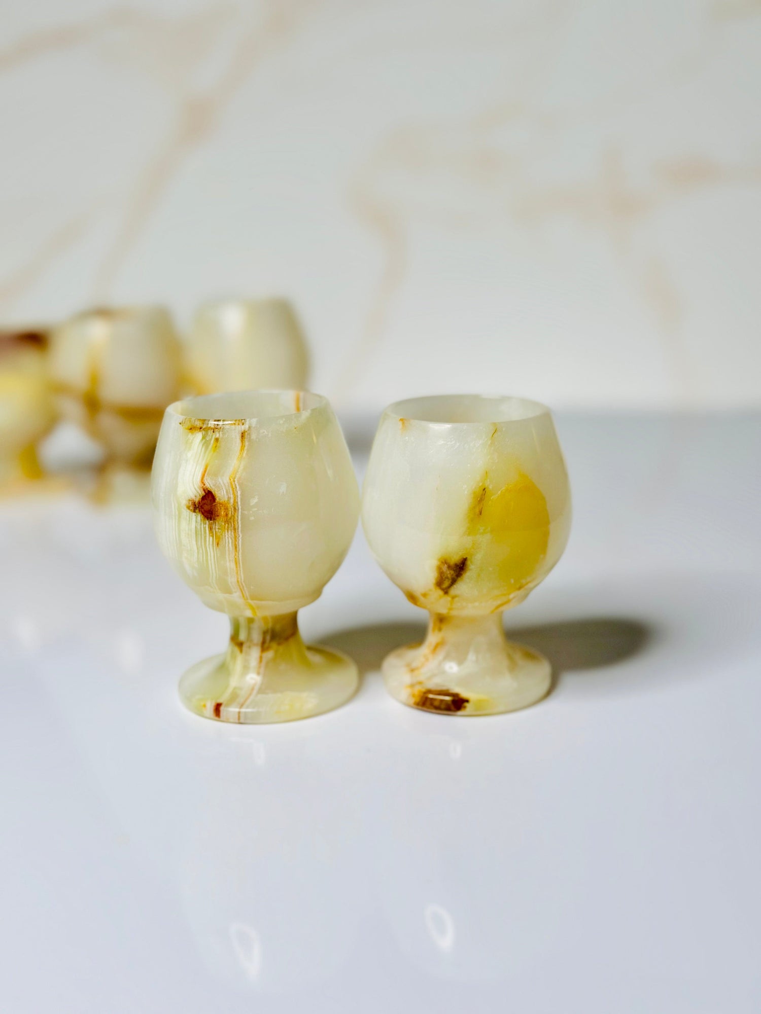 Onyx Chill Shot Glass Set, sold in pairs, uniquely handcrafted to highlight Onyx&