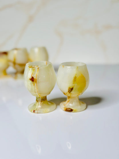 Onyx Chill Shot Glass Set, sold in pairs, uniquely handcrafted to highlight Onyx&