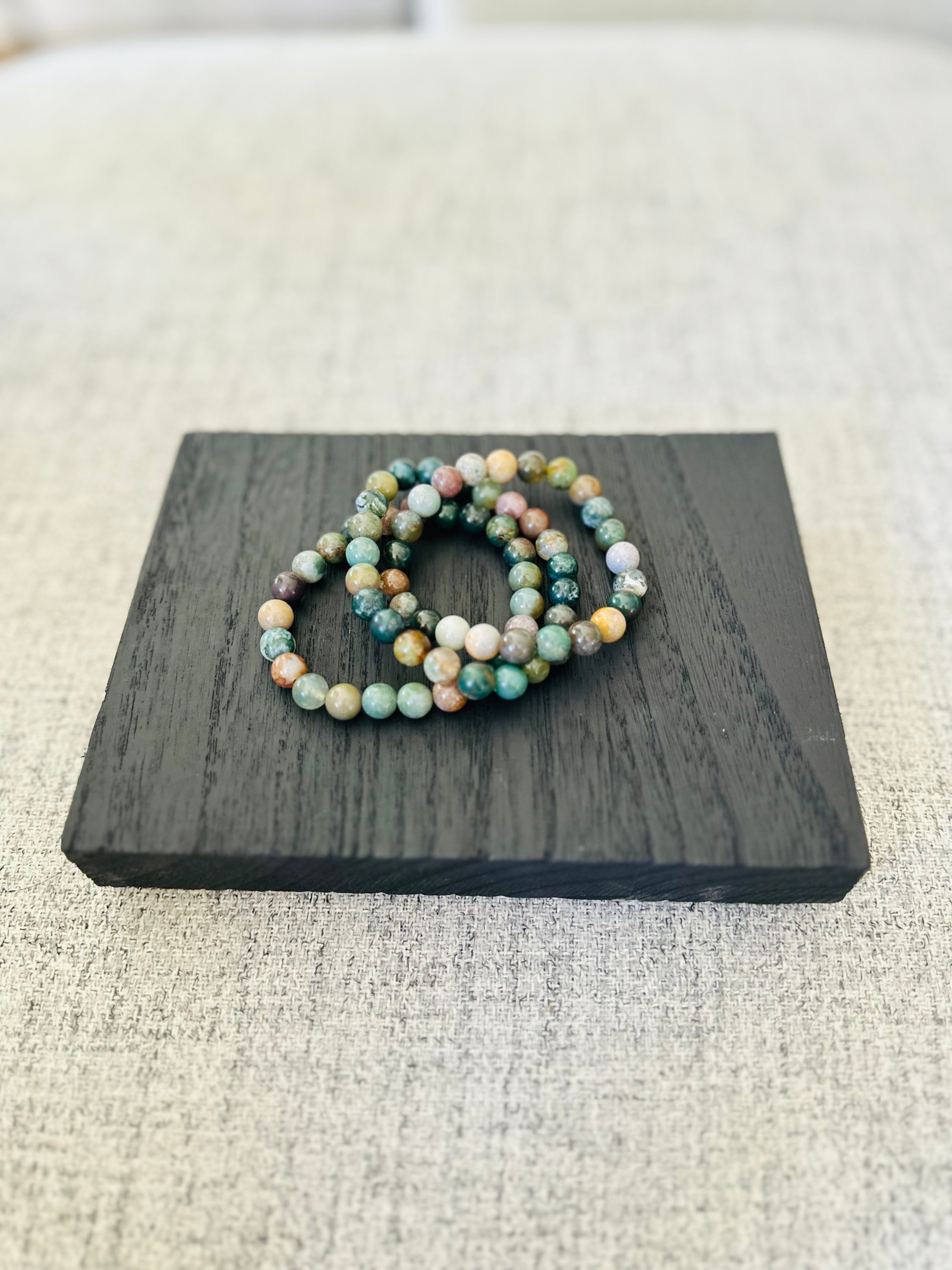 Moss Agate Beaded Bracelet for Grounding and Personal Growth - Connects to Nature’s Calming and Healing Energy