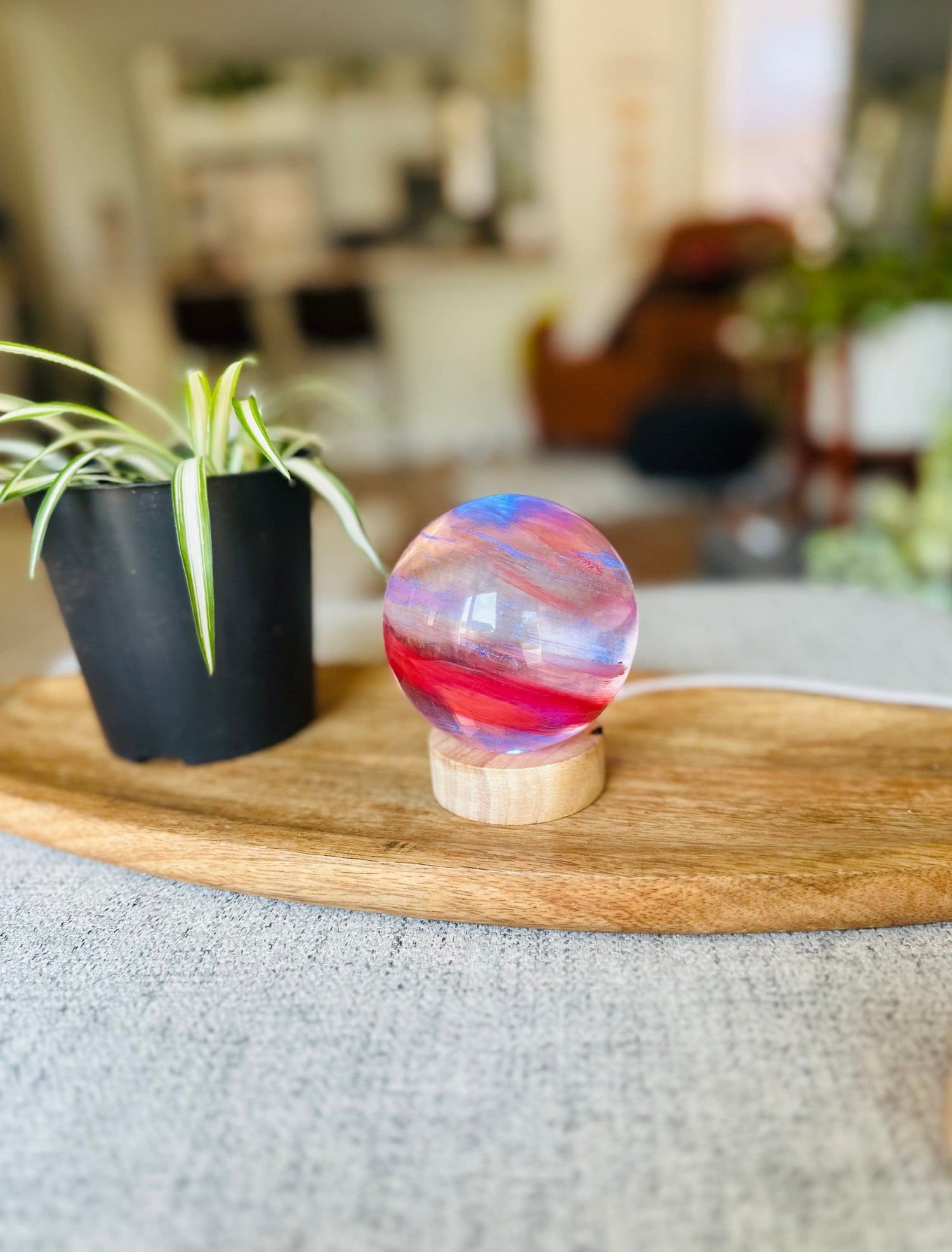 Wooden Sphere Holders – perfect for illuminating crystal spheres and shapes, offering a relaxing white or colorful light show