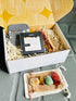 Gemini gift box with handmade soap and soap saver, Palo Santo bundle, and tumbled stones for Gemini and astrology lovers.