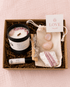 BellaVee Full Size Love Ritual Kit featuring an OPEN crystal candle, perfume oil, Rose Quartz, Pink Tourmaline, Palo Santo, White Sage, and a ritual card in a kraft gift box.