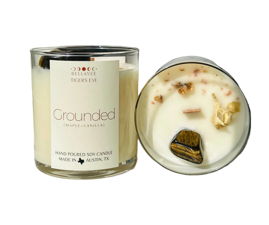 Grounded - Tigers Eye Crystal Candle