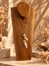 Seven-stone Selenite pull-through drop necklace with gold chain