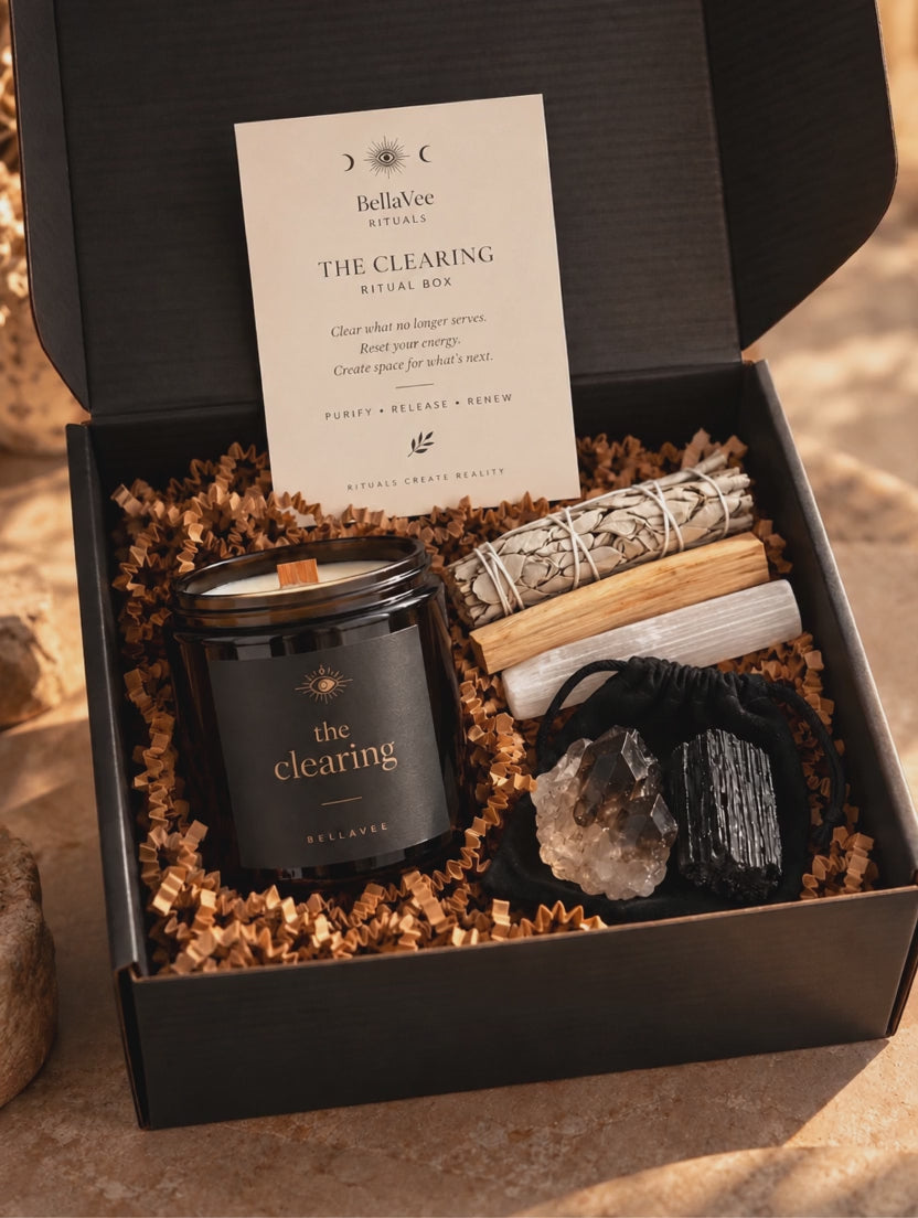 BellaVee THE CLEARING breakup and energy clearing ritual box with crystals and candle