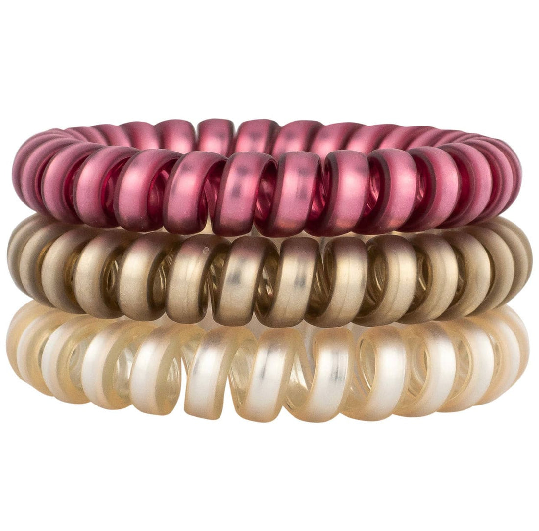 Rosé Coil Hair Ties set of 3, ouch-less and crease-less, perfect for a comfortable and stylish hold without damaging your hair