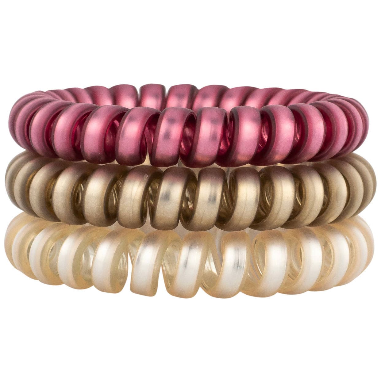 Rosé Coil Hair Ties set of 3, ouch-less and crease-less, perfect for a comfortable and stylish hold without damaging your hair