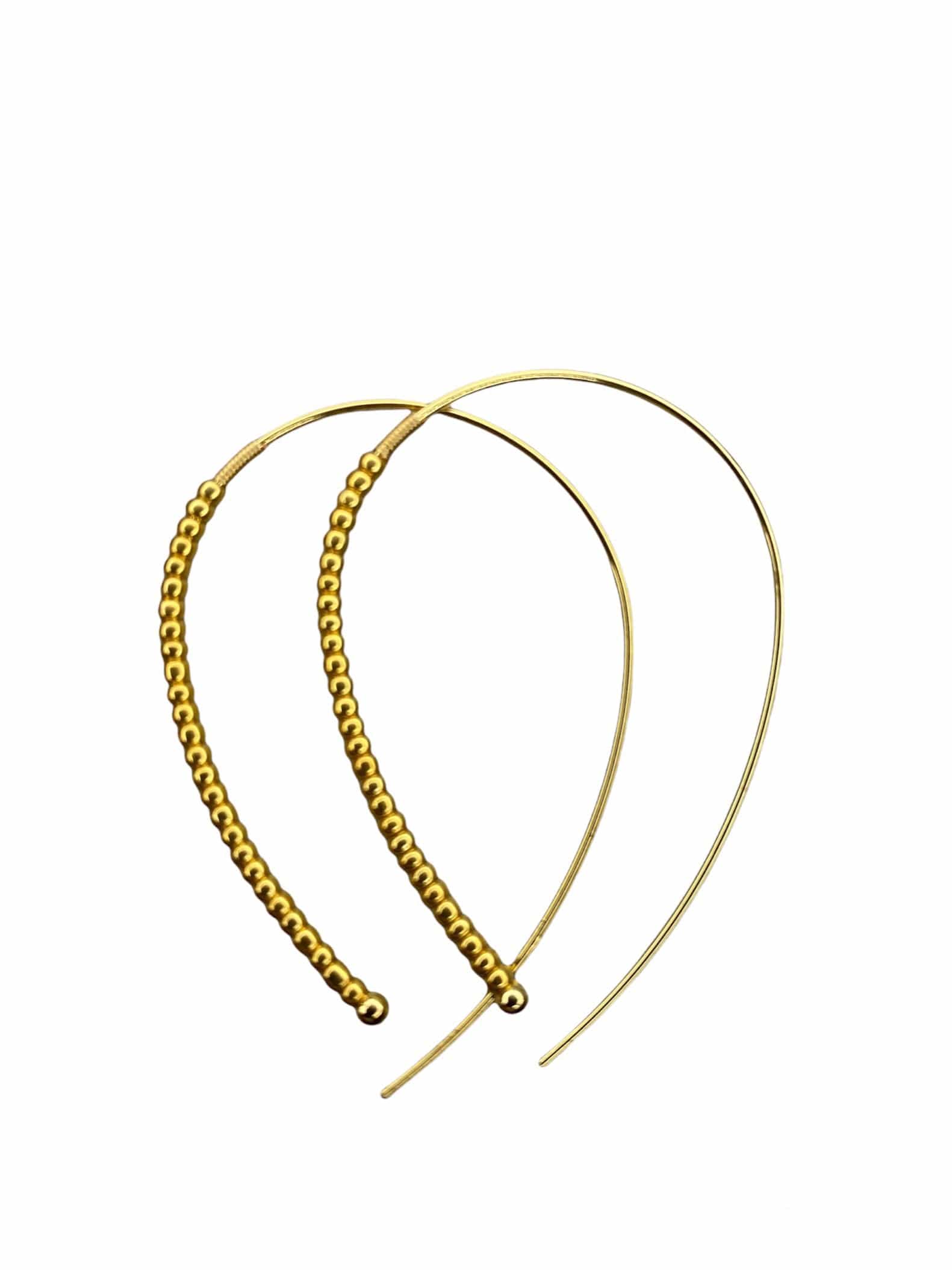 Rory Hook Earring in gold, featuring glass seed beads and 14k overlay, lightweight and perfect for everyday elegance