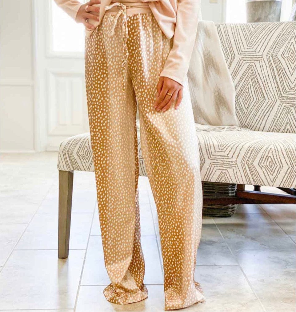 silky soft fawn slumber pajama pants, featuring a luxurious fawn pattern, perfect for ultimate comfort and style in your sleepwear