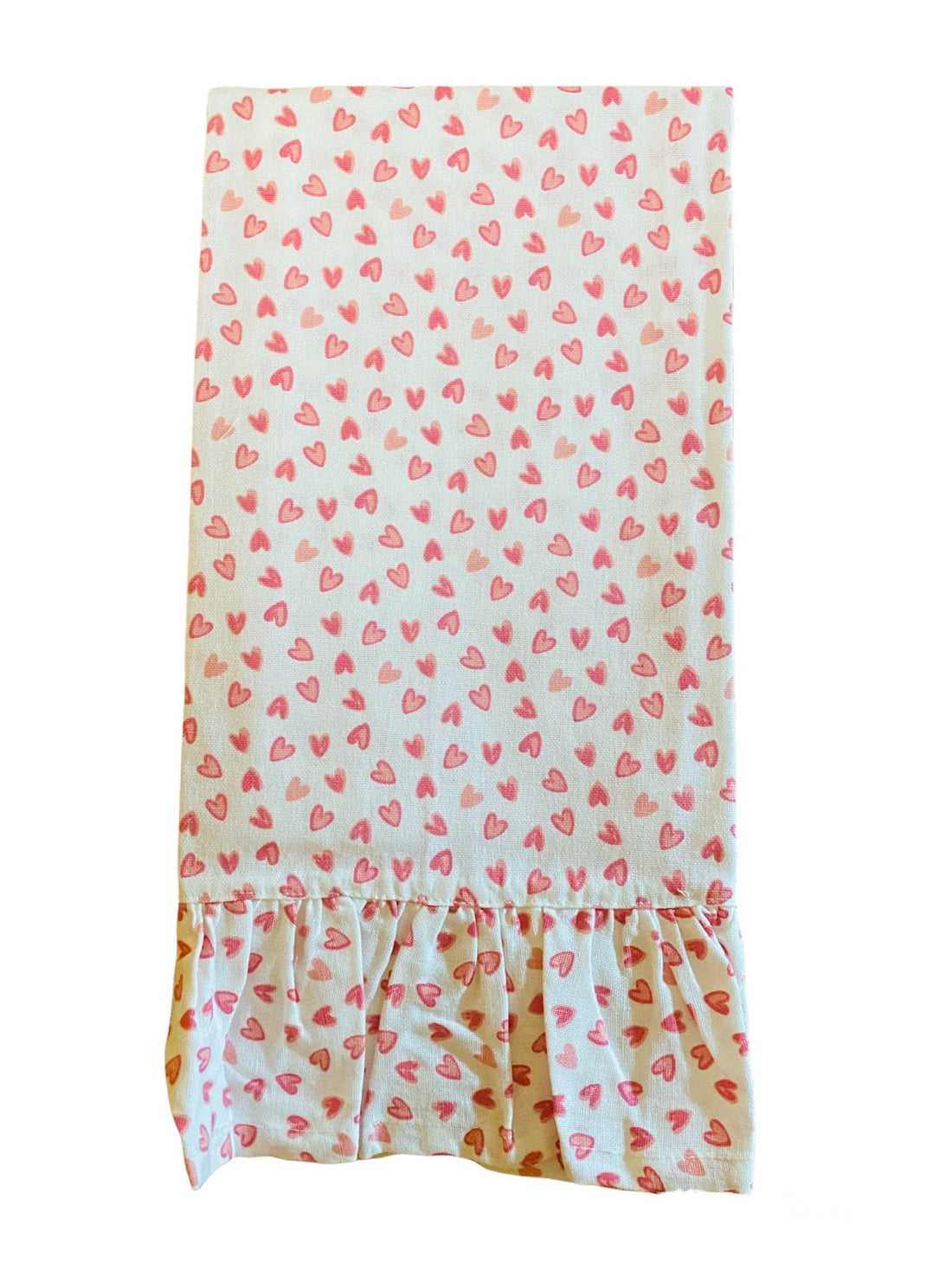 Sweetheart Hand Towel with ruffles and a heart pattern, perfect for adding a touch of love and charm to any home