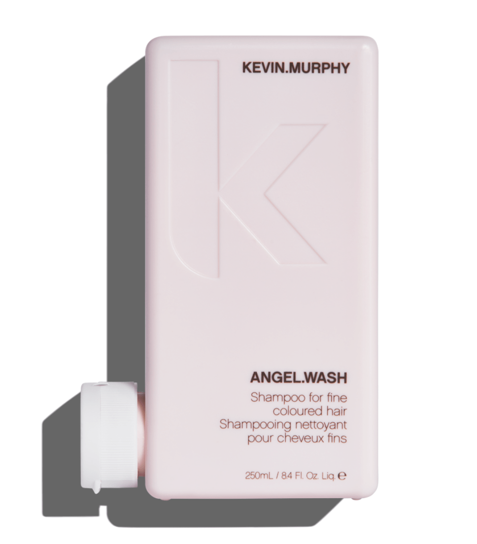 Angel Wash shampoo gently cleanses and strengthens color-treated hair, boosting volume without harsh sulfates.