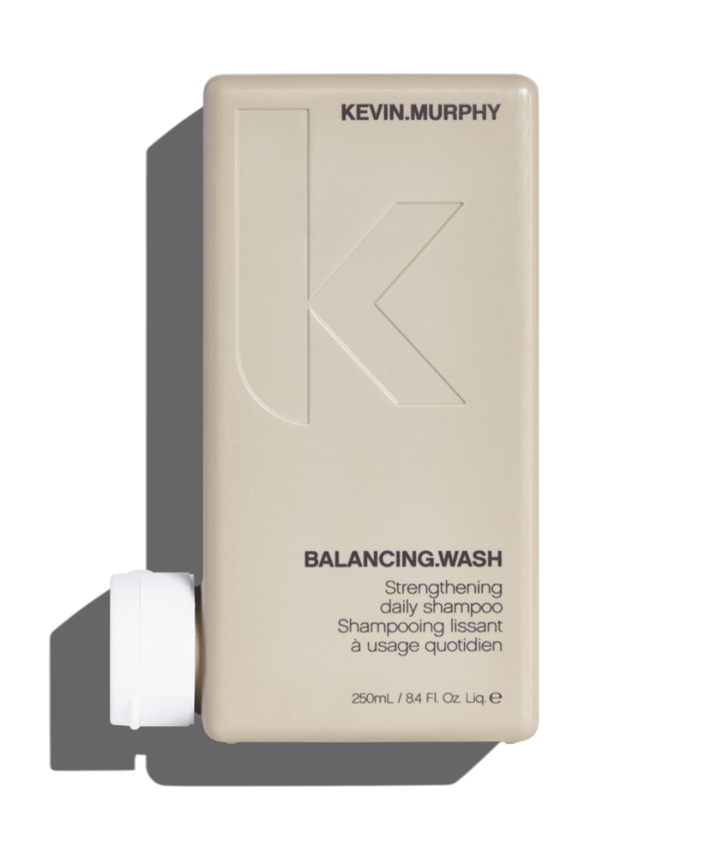 Balancing Wash daily shampoo, gently cleanses hair and scalp, protects color, and adds shine, suitable for normal to oily hair.