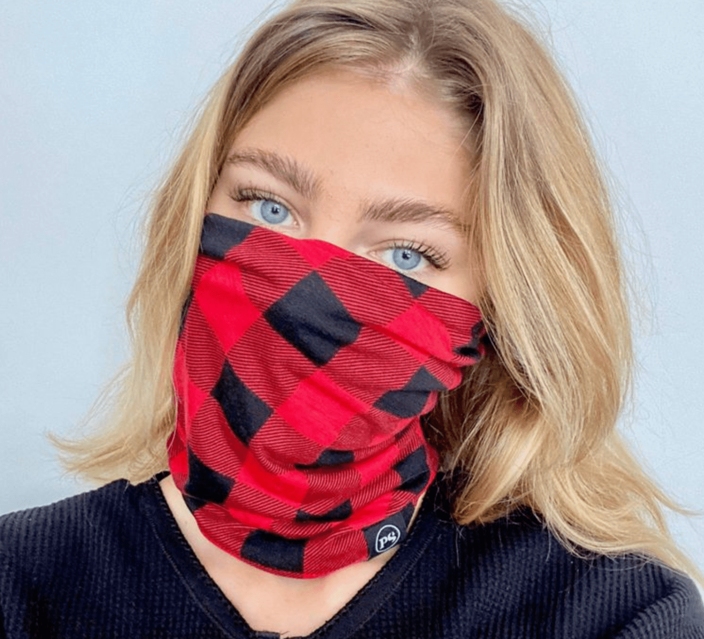 Stylish Buffalo Checker beanie and face covering combo, lightweight and versatile. One size fits most, made from rayon/spandex