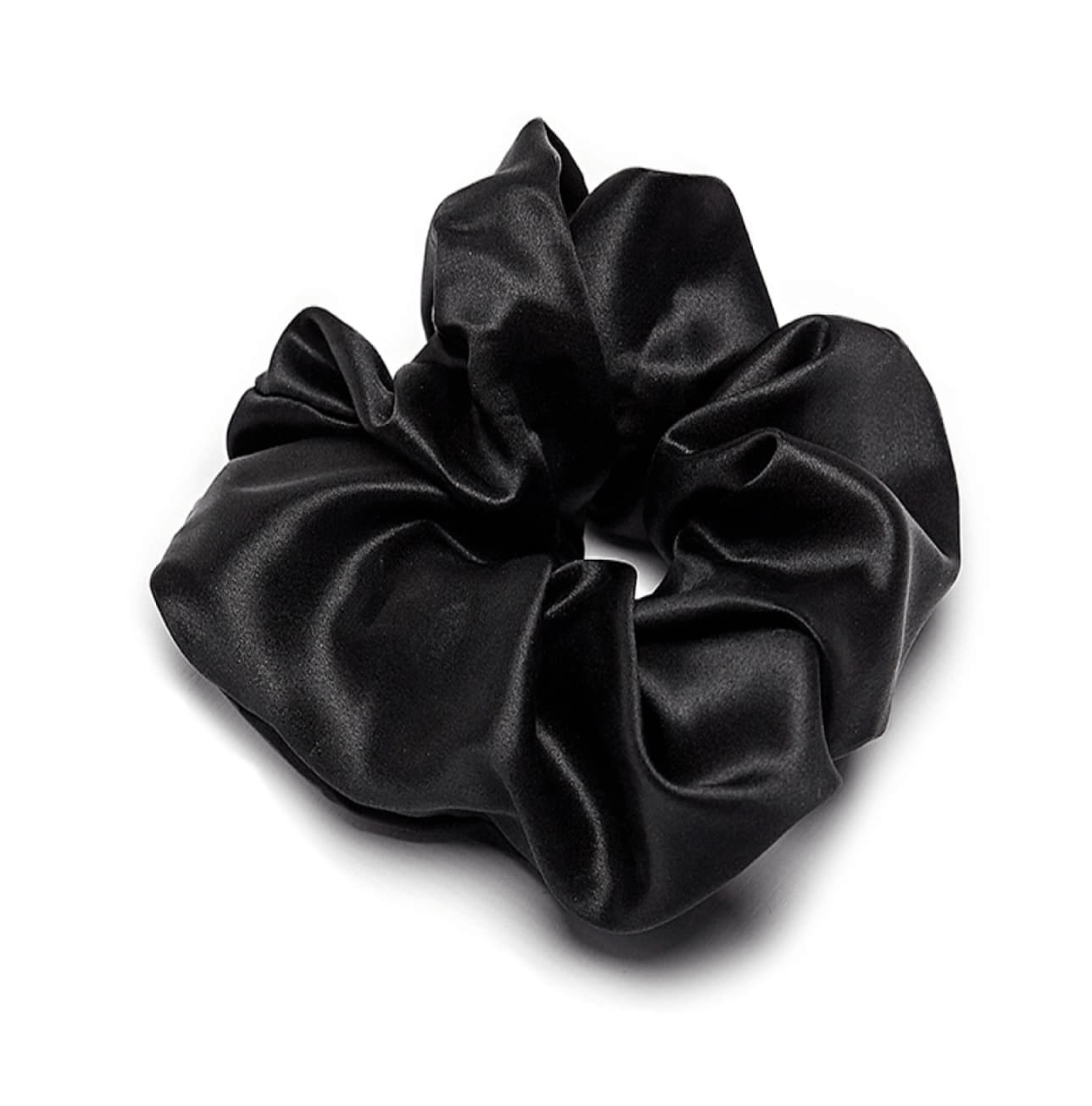 Bliss black satin scrunchie set, sleek and stylish, ideal for adding a touch of elegance to any outfit.