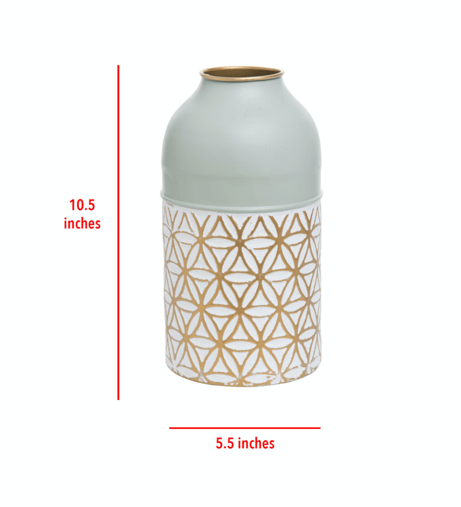 Modern Marian Brass Vase, featuring luxurious white and gold floral patterns, perfect as a statement piece for home decor