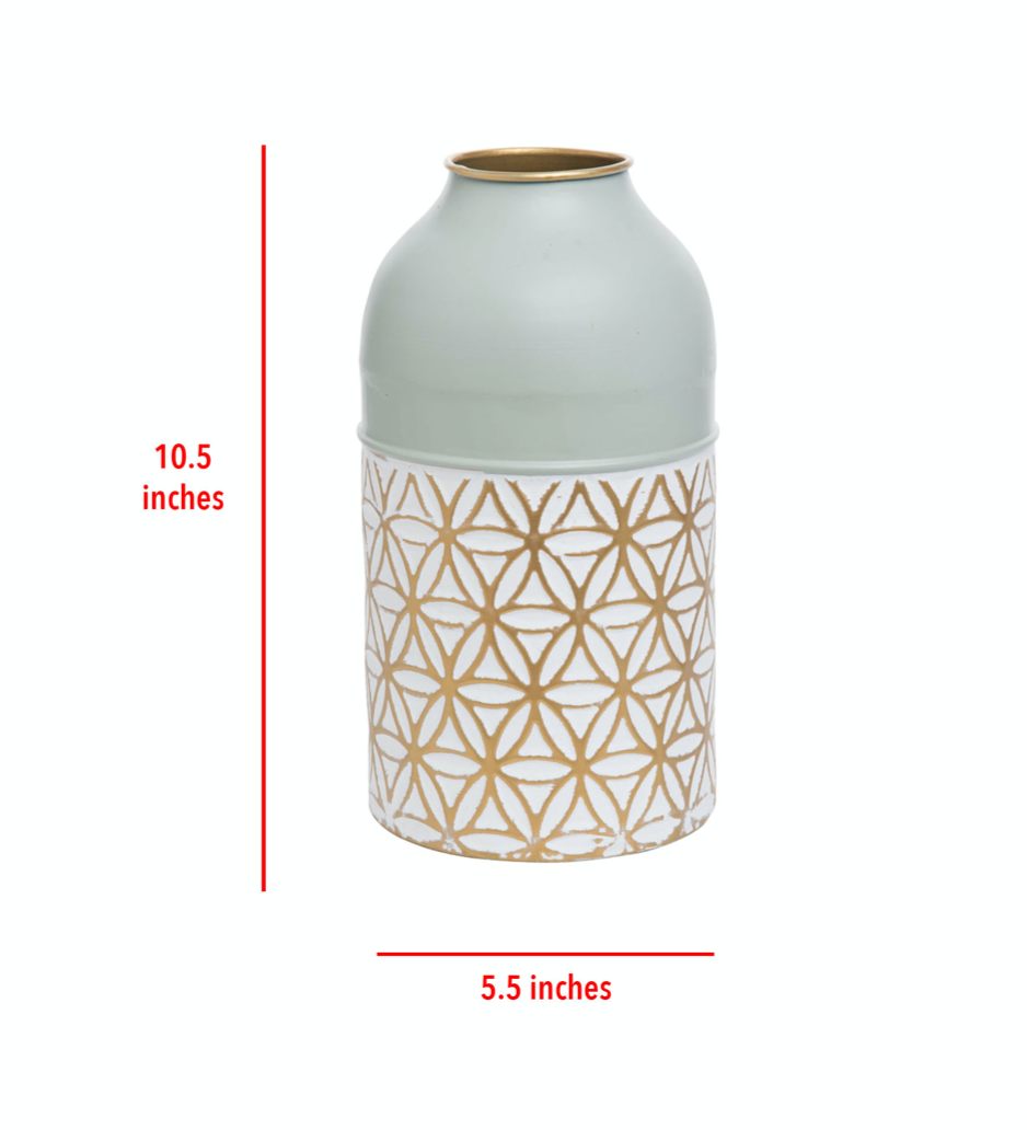 Modern Marian Brass Vase, featuring luxurious white and gold floral patterns, perfect as a statement piece for home decor