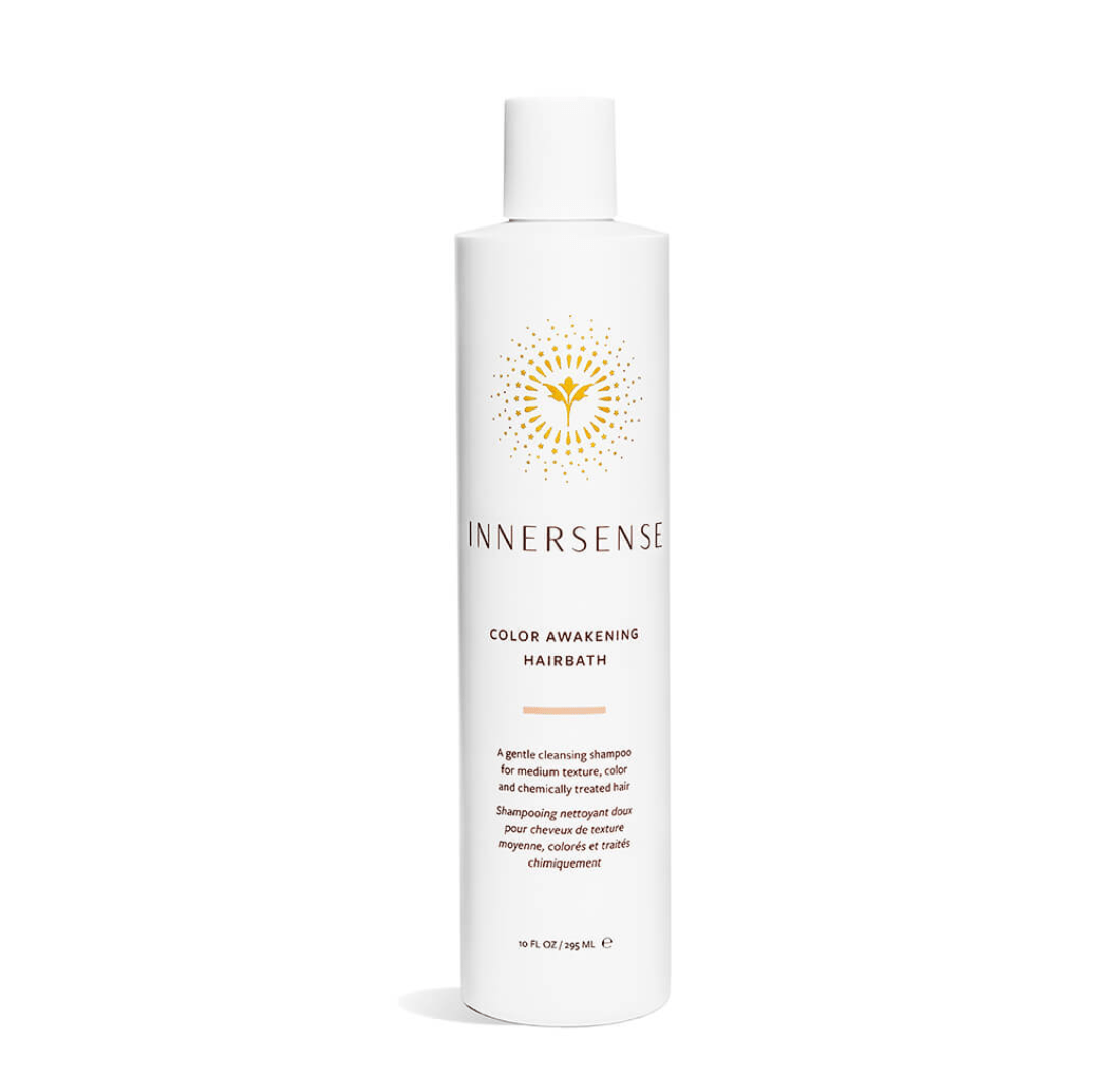 Innersense Organic Color Awakening Hairbath, a gentle shampoo with coconut, shea butter, and pumpkin seed oil to nourish and protect color-treated hair